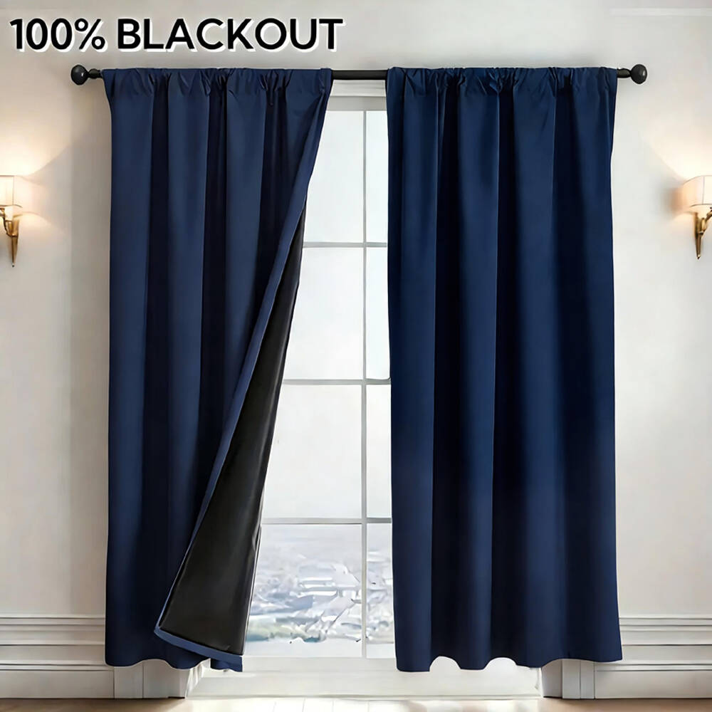 1pc 100% Blackout Curtain with - Curtain Rods 评论和价格