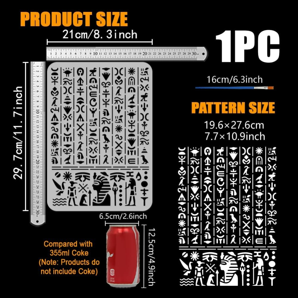 Ancient Egyptian Script Stenci - Paint Brush 评论和价格