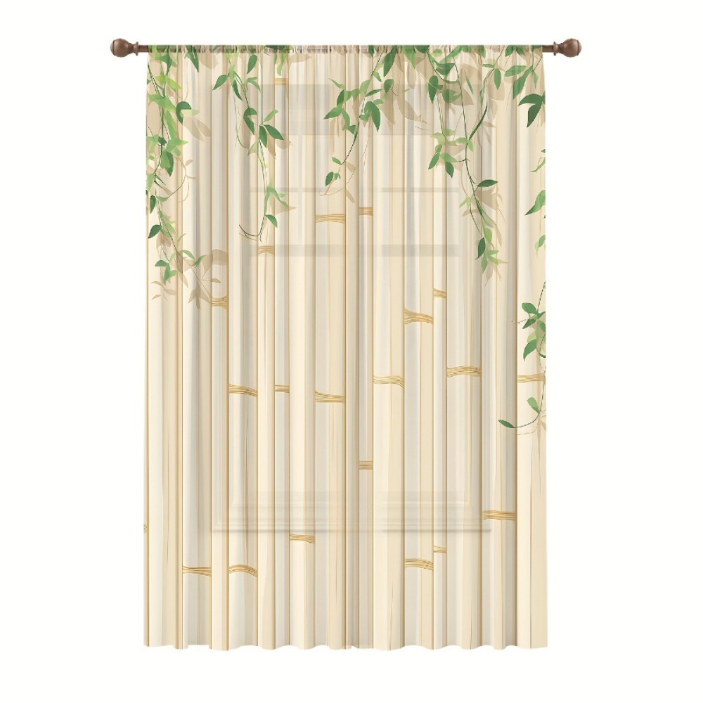 1PC Sheer Curtain Bamboo Green - Curtain Rods 评论和价格