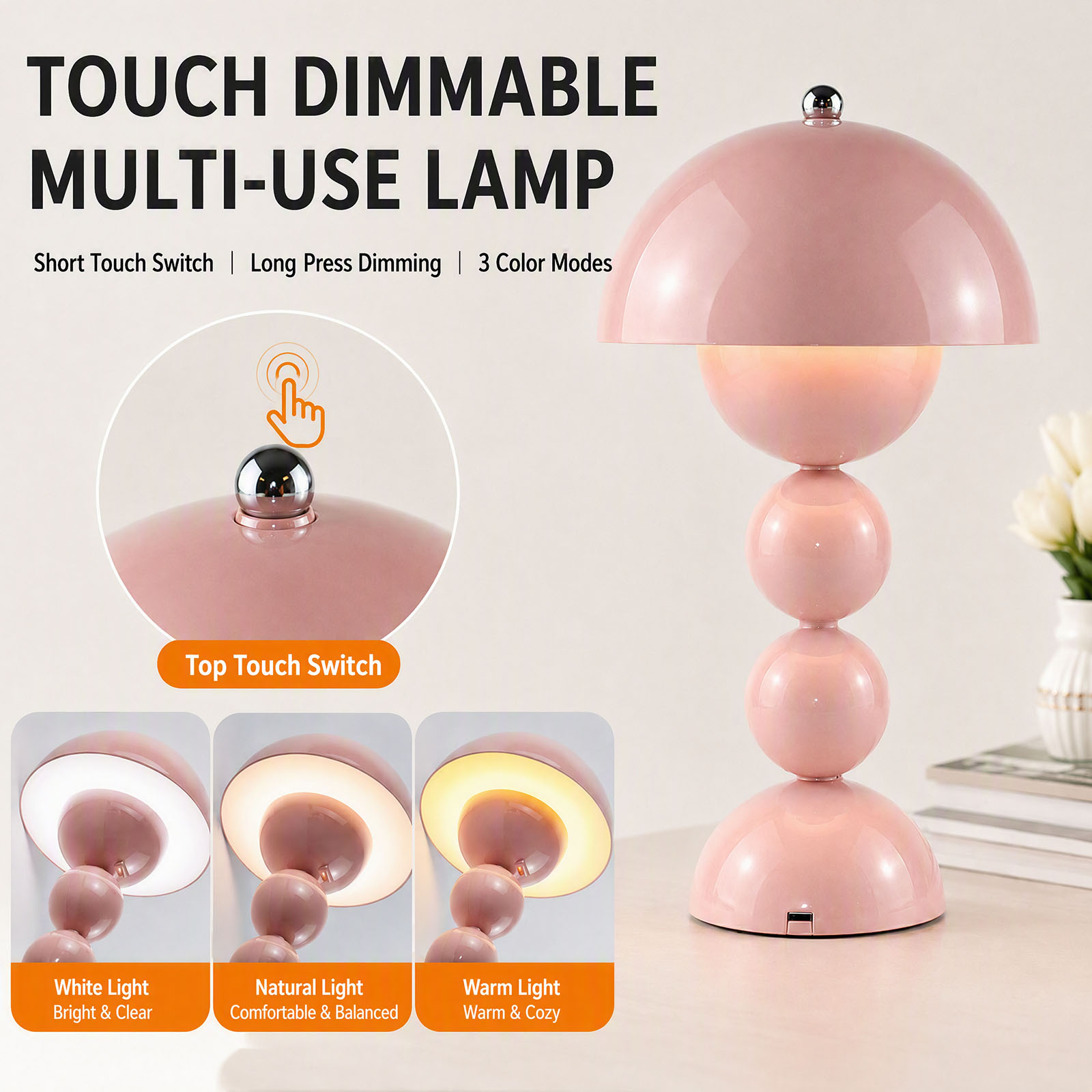 USB Mushroom Bud LED Table Lam - Light Switch 评论和价格