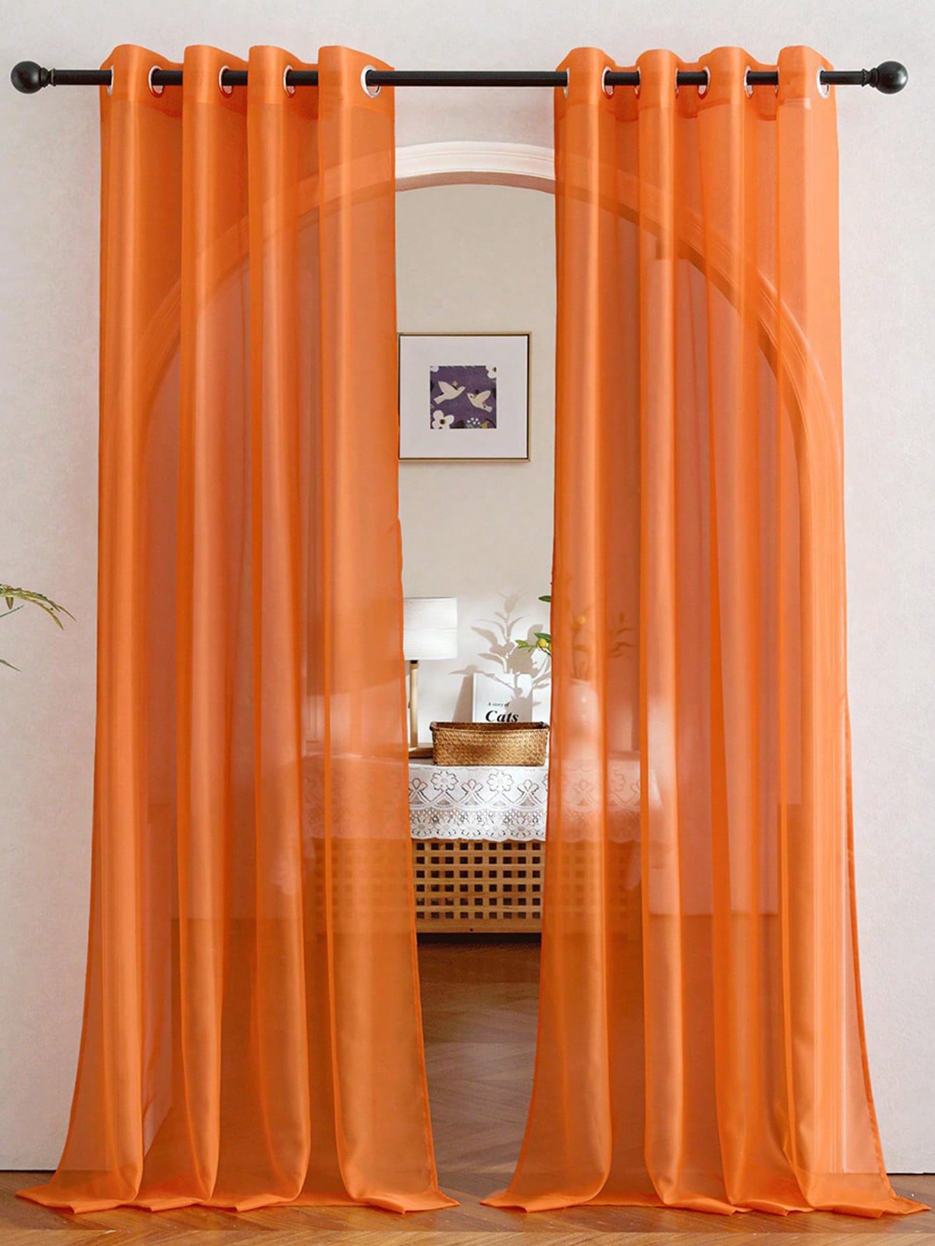 1pc Elegant Transparent Orange - Curtain Rods 评论和价格
